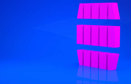 Pink Wooden barrel icon isolated on blue background. Alcohol barrel, drink container, wooden keg for...