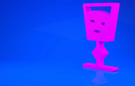 Pink Wine glass icon isolated on blue background. Wineglass sign. Minimalism concept. 3d illustration. 3D renderの写真素材