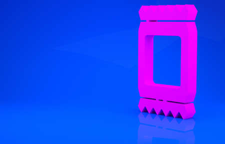 Pink Fertilizer bag icon isolated on blue background. Minimalism concept. 3d illustration. 3D render