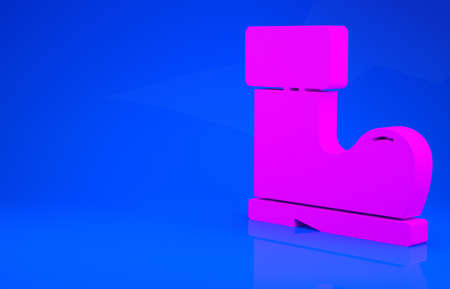 Pink Waterproof rubber boot icon isolated on blue background. Gumboots for rainy weather, fishing, gardening. Minimalism concept. 3d illustration. 3D renderの写真素材