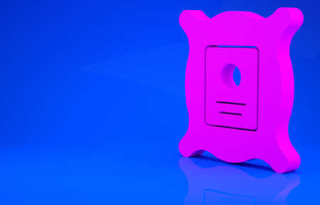 Pink Pack full of seeds of a specific plant icon isolated on blue background. Minimalism concept. 3d illustration. 3D renderの写真素材