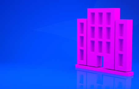 Pink House icon isolated on blue background. Home symbol. Minimalism concept. 3d illustration. 3D...