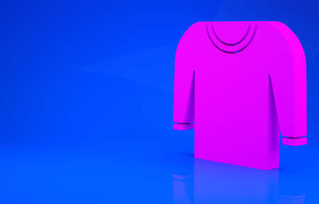 Pink Sweater icon isolated on blue background. Pullover icon. Minimalism concept. 3d illustration. 3D renderの写真素材
