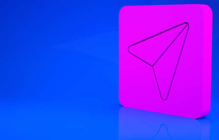 Pink Infographic of city map navigation icon isolated on blue background. Interface concept design. Geolocation concept. Minimalism concept. 3d illustration. 3D renderの写真素材