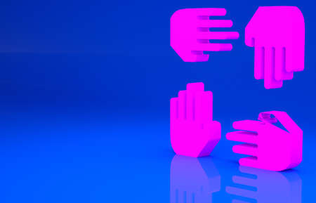 Pink Project team base icon isolated on blue background. Business analysis and planning, consulting, team work, project management. Developers. Minimalism concept. 3d illustration. 3D renderの写真素材