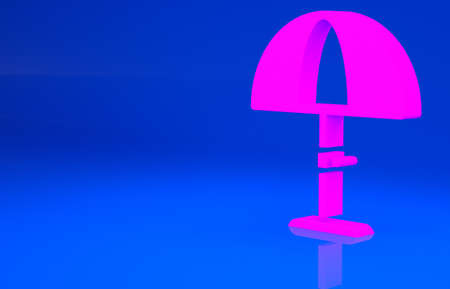 Pink Sun protective umbrella for beach icon isolated on blue background. Large parasol for outdoor space. Beach umbrella. Minimalism concept. 3d illustration. 3D renderの写真素材