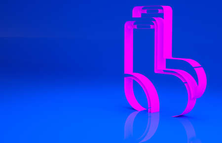 Pink Valenki icon isolated on blue background. National Russian winter footwear. Traditional warm boots in Russia. Minimalism concept. 3d illustration. 3D renderの写真素材