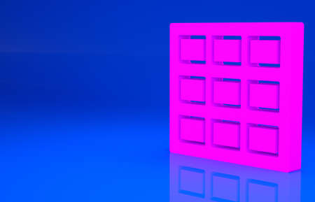 Pink Chocolate bar icon isolated on blue background. Minimalism concept. 3d illustration. 3D renderの写真素材