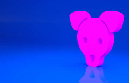 Pink Dog icon isolated on blue background. Minimalism concept. 3d illustration. 3D renderの写真素材