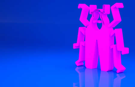 Pink Beetle bug icon isolated on blue background. Minimalism concept. 3d illustration. 3D renderの写真素材