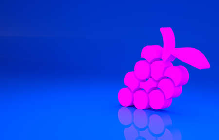 Pink Grape fruit icon isolated on blue background. Minimalism concept. 3d illustration. 3D render