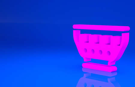 Pink Greek ancient bowl icon isolated on blue background. Antique amphora with patterns collection. Ancient Greece bowl. Minimalism concept. 3d illustration. 3D renderの写真素材