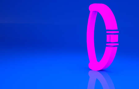 Pink Medieval bow icon isolated on blue background. Medieval weapon. Minimalism concept. 3d illustration. 3D renderの写真素材