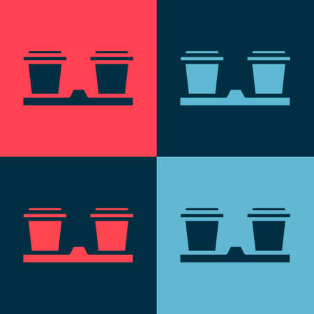 Pop art Coffee cup to go icon isolated on color background. Vector Illustrationのイラスト素材
