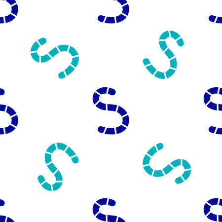 Blue Worm icon isolated seamless pattern on white background. Fishing tackle. Vectorのイラスト素材
