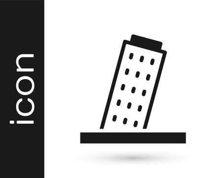 Black Leaning Tower in Pisa icon isolated on white background. Italy symbol. Vectorのイラスト素材