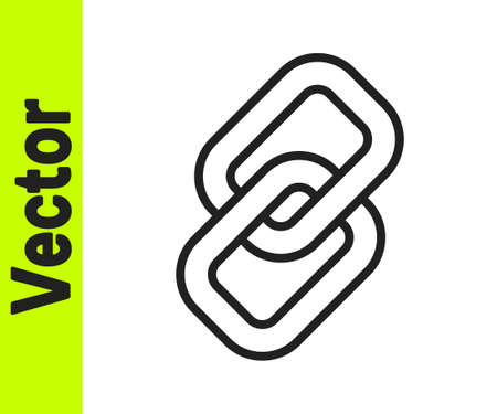 Black line Chain link icon isolated on white background. Link single. Hyperlink chain symbol. Vectorのイラスト素材