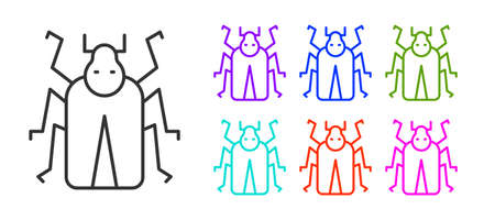 Black line Beetle bug icon isolated on white background. Set icons colorful. Vectorのイラスト素材
