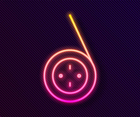 Glowing neon line Yoyo toy icon isolated on black background. Vectorのイラスト素材