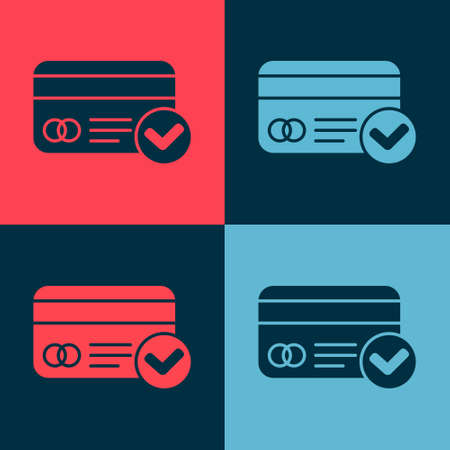 Pop art Credit card icon isolated on color background. Online payment. Cash withdrawal. Financial operations. Shopping sign. Vector Illustrationのイラスト素材