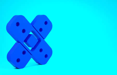 Crossed bandage plaster icon isolated on blue background. Medical plaster, adhesive bandage, flexible fabric bandage. Minimalism concept. 3d illustration 3D renderの写真素材