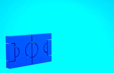 Blue Football or soccer field icon isolated on blue background. Minimalism concept. 3d illustration 3D renderの写真素材