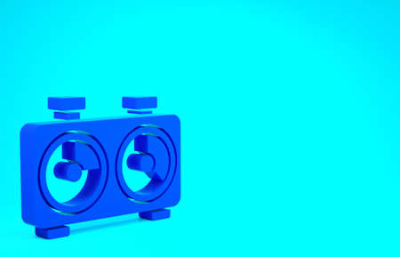 Blue Time chess clock icon isolated on blue background. Sport equipment. Minimalism concept. 3d...