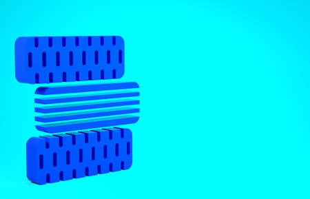 Blue Car tire wheel icon isolated on blue background. Minimalism concept. 3d illustration 3D render