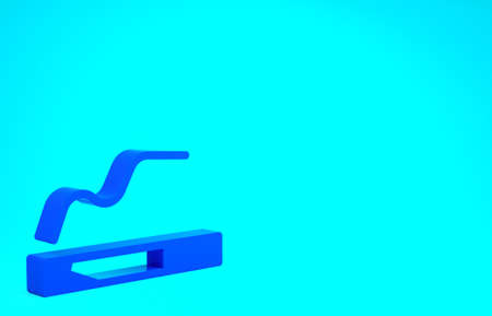 Blue Cigarette icon isolated on blue background. Tobacco sign. Smoking symbol. Minimalism concept. 3d illustration 3D renderの写真素材