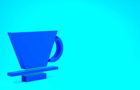 Blue V60 coffee maker icon isolated on blue background. Minimalism concept. 3d illustration 3D renderの写真素材