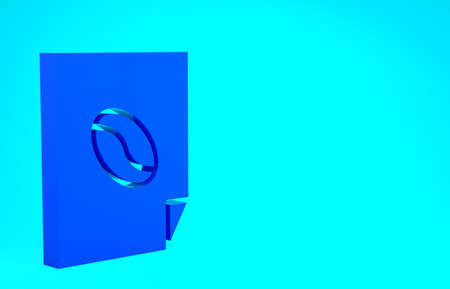 Blue Coffee poster icon isolated on blue background. Minimalism concept. 3d illustration 3D render
