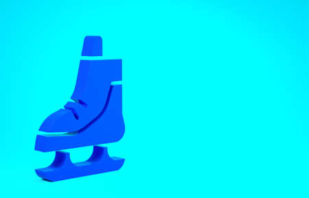 Blue Skates icon isolated on blue background. Ice skate shoes icon. Sport boots with blades. Minimalism concept. 3d illustration 3D renderの写真素材