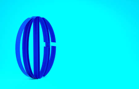 Blue Rugby ball icon isolated on blue background. Minimalism concept. 3d illustration 3D renderの写真素材