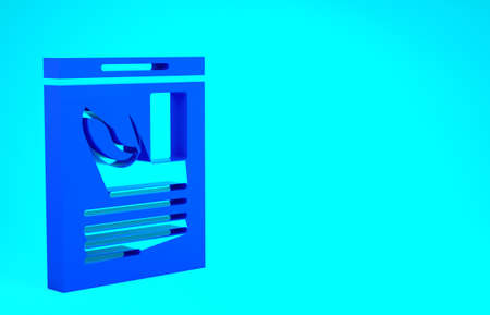 Blue Newspaper and coffee icon isolated on blue background. Mass media symbol. Minimalism concept. 3d illustration 3D renderの写真素材