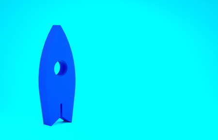 Blue Surfboard icon isolated on blue background. Surfing board. Extreme sport. Sport equipment. Minimalism concept. 3d illustration 3D renderの写真素材