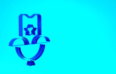 Blue Western cowboy hat icon isolated on blue background. Minimalism concept. 3d illustration 3D renderの写真素材