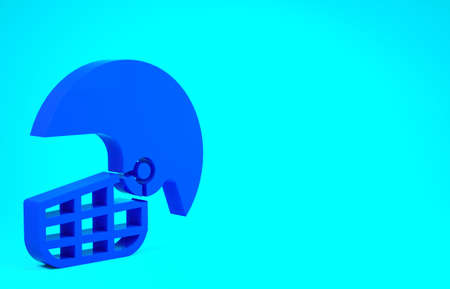 Blue American football helmet icon isolated on blue background. Minimalism concept. 3d illustration 3D renderの写真素材