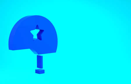 Blue Military helmet icon isolated on blue background. Army hat symbol of defense and protect. Protective hat. Minimalism concept. 3d illustration 3D renderの写真素材