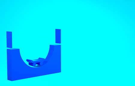 Blue Skate park icon isolated on blue background. Set of ramp, roller, stairs for a skatepark. Extreme sport. Minimalism concept. 3d illustration 3D renderの写真素材