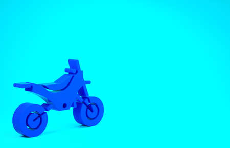 Blue Mountain bike icon isolated on blue background. Minimalism concept. 3d illustration 3D render