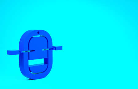 Blue Rafting boat icon isolated on blue background. Inflatable boat with paddles. Water sports, extreme sports, holiday, vacation. Minimalism concept. 3d illustration 3D renderの写真素材
