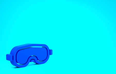 Blue Ski goggles icon isolated on blue background. Extreme sport. Sport equipment. Minimalism concept. 3d illustration 3D renderの写真素材