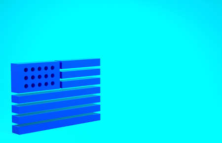 Blue American flag icon isolated on blue background. Flag of USA. United States of America. Minimalism concept. 3d illustration 3D renderの写真素材