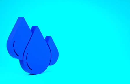 Blue Water drop icon isolated on blue background. Minimalism concept. 3d illustration 3D renderの写真素材