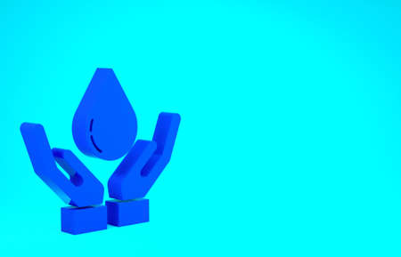Blue Washing hands with soap icon isolated on blue background. Washing hands with soap to prevent virus and bacteria. Minimalism concept. 3d illustration 3D renderの写真素材