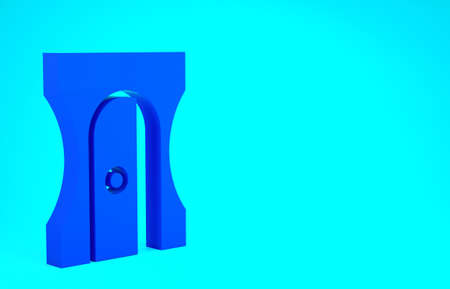 Blue Pencil sharpener icon isolated on blue background. Minimalism concept. 3d illustration 3D renderの写真素材