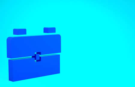 Blue School backpack icon isolated on blue background. Minimalism concept. 3d illustration 3D renderの写真素材