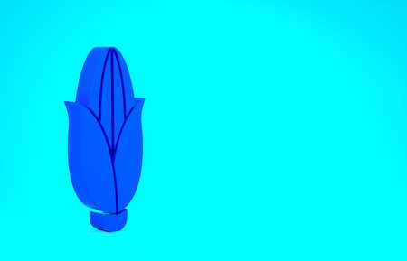 Blue Corn icon isolated on blue background. Minimalism concept. 3d illustration 3D renderの写真素材