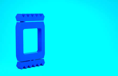 Blue Fertilizer bag icon isolated on blue background. Minimalism concept. 3d illustration 3D renderの写真素材
