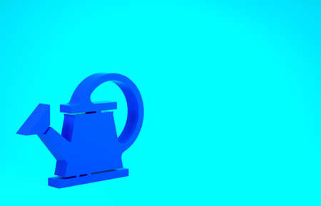 Blue Watering can icon isolated on blue background. Irrigation symbol. Minimalism concept. 3d illustration 3D renderの写真素材